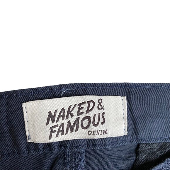 Naked & Famous Pants Mens 30x32 Slim Straight Chino Stretch Navy Blue - Picture 6 of 6